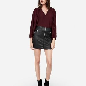 Express High Waisted Zip Front Vegan Leather Skirt